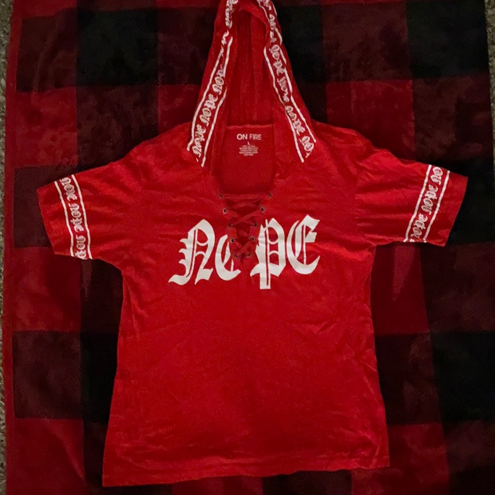 Large “Nope” Hooded Graphic Tee